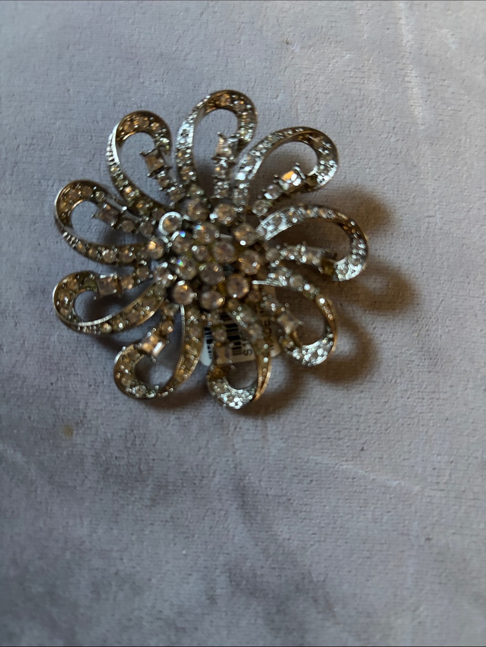 LOFT Silver Crystal Floral Brooch